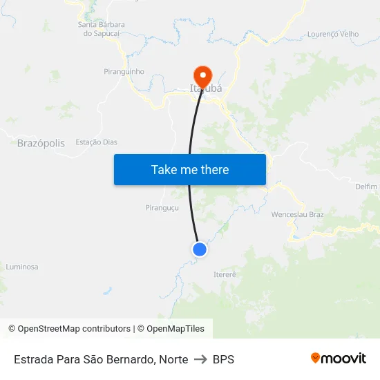 Estrada Para São Bernardo, Norte to BPS map