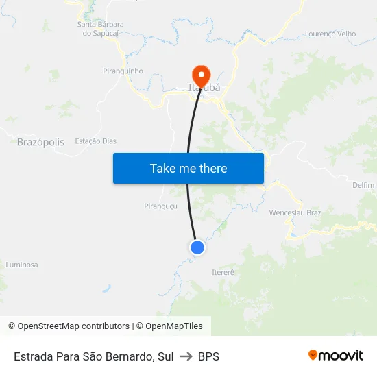Estrada Para São Bernardo, Sul to BPS map