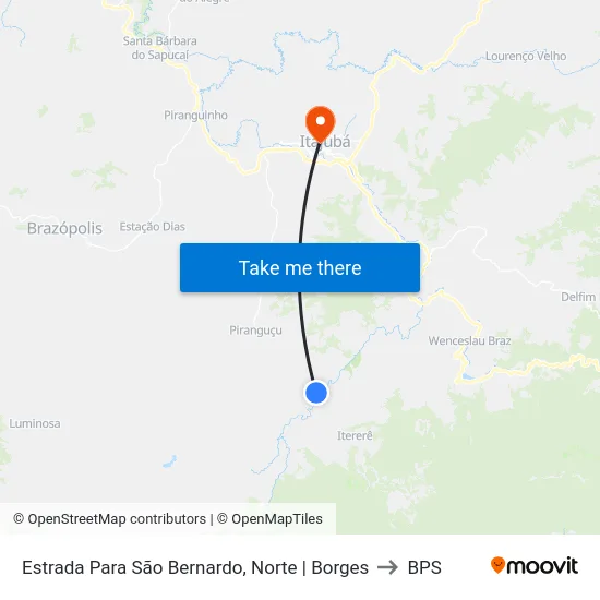 Estrada Para São Bernardo, Norte | Borges to BPS map