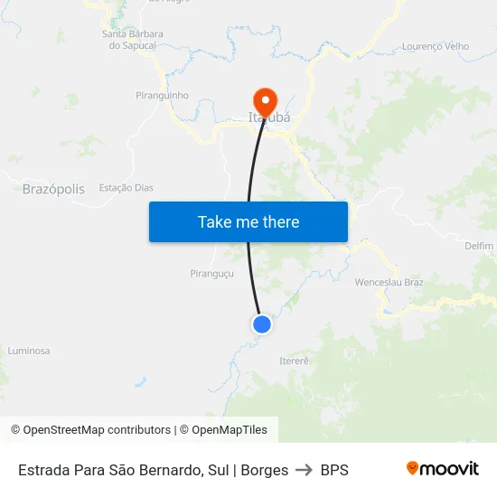 Estrada Para São Bernardo, Sul | Borges to BPS map