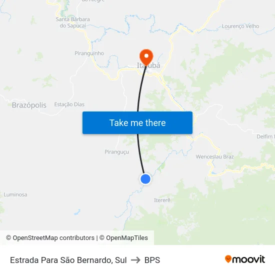 Estrada Para São Bernardo, Sul to BPS map