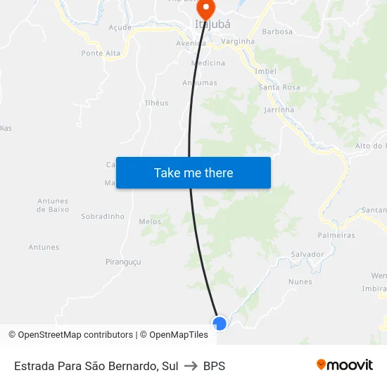 Estrada Para São Bernardo, Sul to BPS map