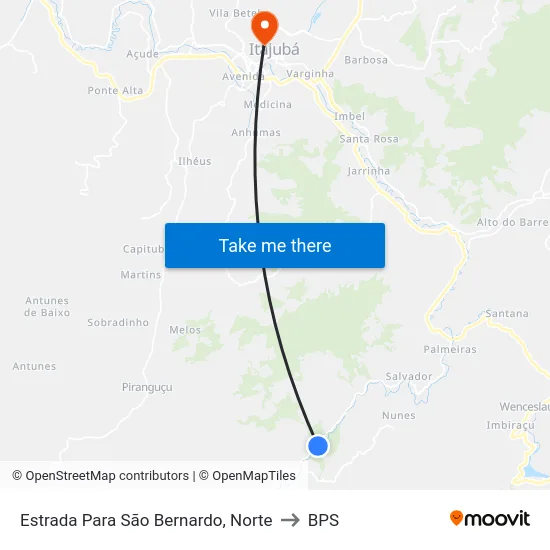 Estrada Para São Bernardo, Norte to BPS map
