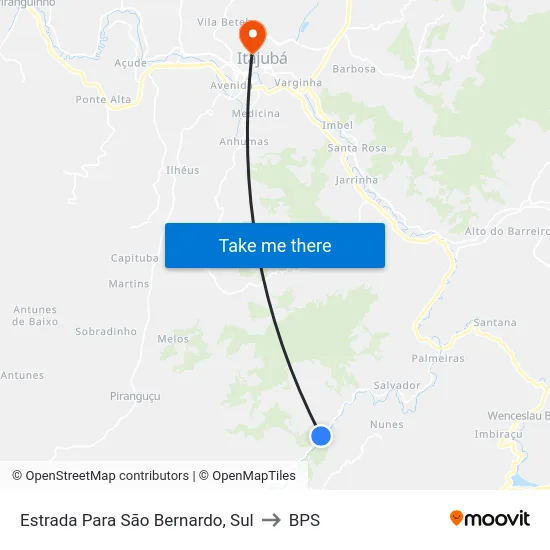 Estrada Para São Bernardo, Sul to BPS map