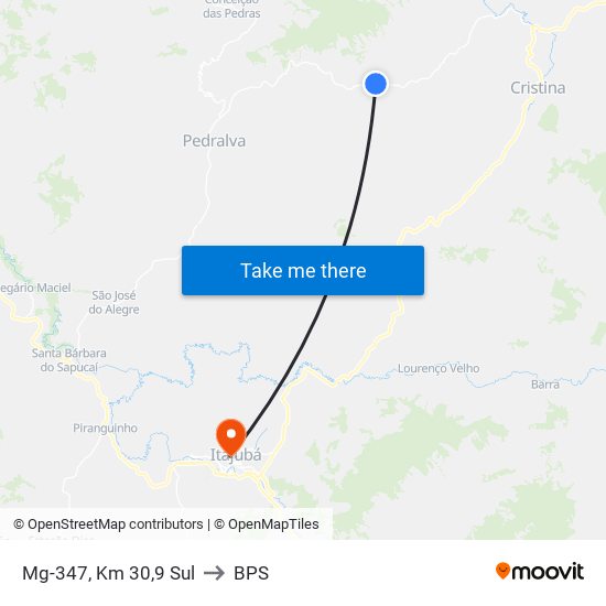 Mg-347, Km 30,9 Sul to BPS map