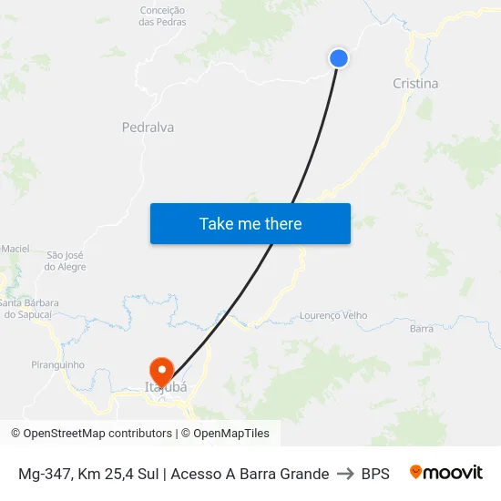 Mg-347, Km 25,4 Sul | Acesso A Barra Grande to BPS map