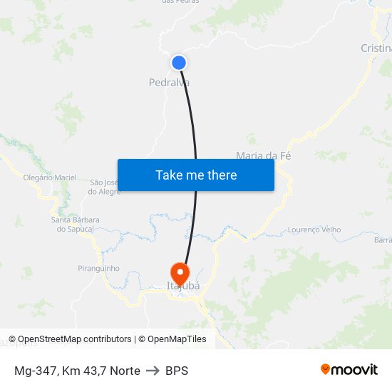 Mg-347, Km 43,7 Norte to BPS map