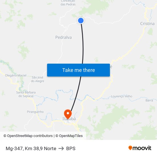 Mg-347, Km 38,9 Norte to BPS map