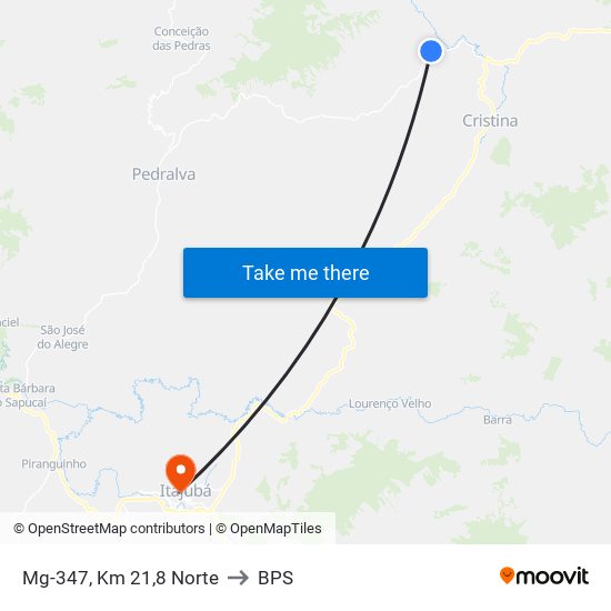 Mg-347, Km 21,8 Norte to BPS map