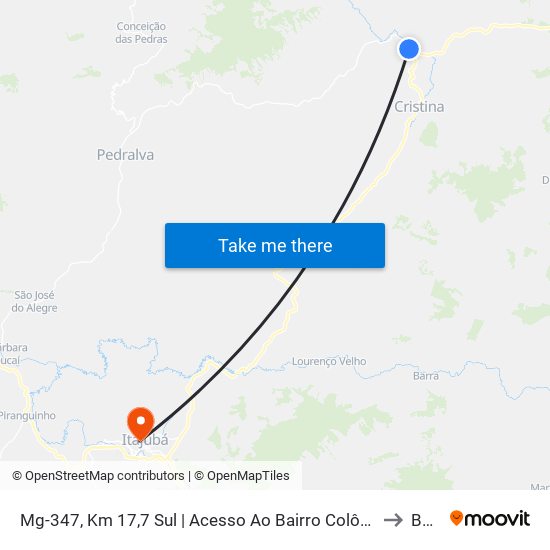 Mg-347, Km 17,7 Sul | Acesso Ao Bairro Colônia to BPS map