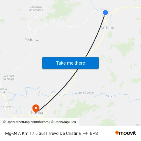 Mg-347, Km 17,5 Sul | Trevo De Cristina to BPS map