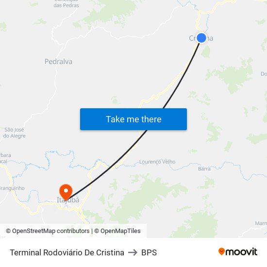 Terminal Rodoviário De Cristina to BPS map