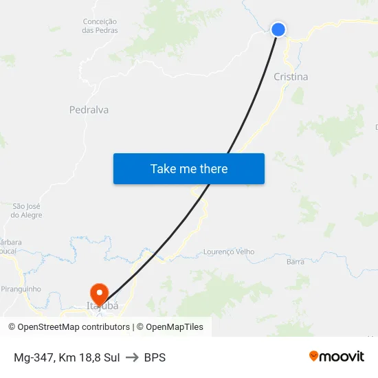 Mg-347, Km 18,8 Sul to BPS map
