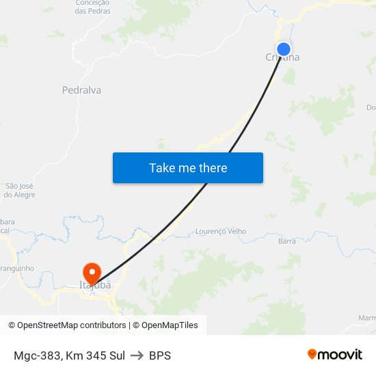 Mgc-383, Km 345 Sul to BPS map