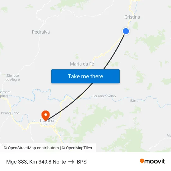 Mgc-383, Km 349,8 Norte to BPS map