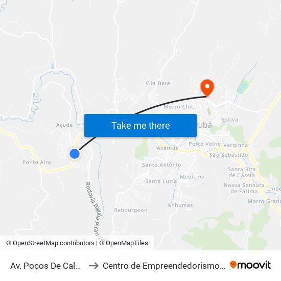 Av. Poços De Caldas, 2789 to Centro de Empreendedorismo UNIFEI (CEU) map