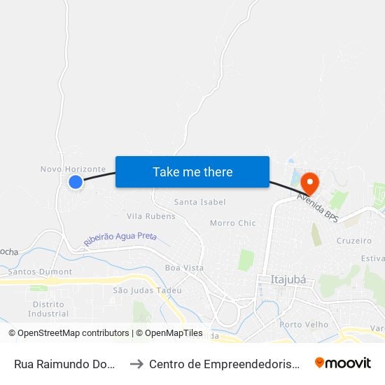 Rua Raimundo Domiciano, 120 to Centro de Empreendedorismo UNIFEI (CEU) map