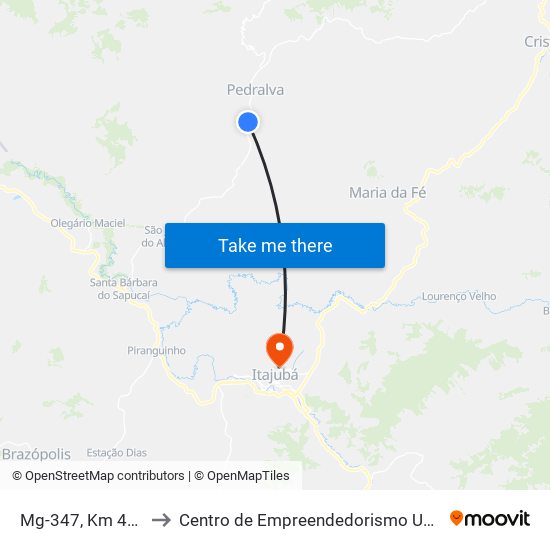 Mg-347, Km 48,6 Sul to Centro de Empreendedorismo UNIFEI (CEU) map