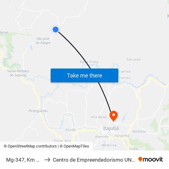 Mg-347, Km 58 Sul to Centro de Empreendedorismo UNIFEI (CEU) map