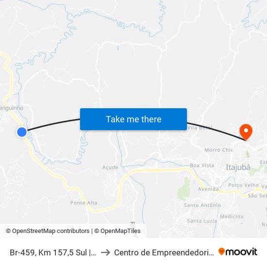 Br-459, Km 157,5 Sul | Barraca Laranja to Centro de Empreendedorismo UNIFEI (CEU) map