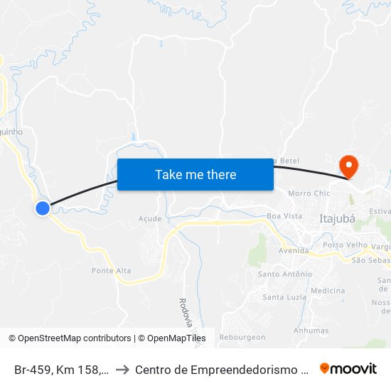 Br-459, Km 158,7 Norte to Centro de Empreendedorismo UNIFEI (CEU) map