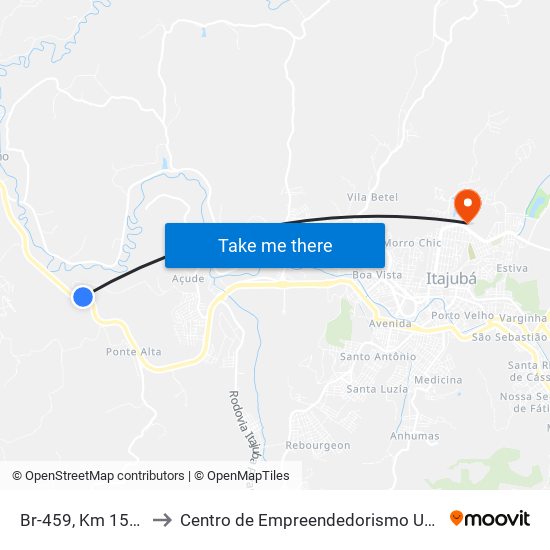 Br-459, Km 159,7 Sul to Centro de Empreendedorismo UNIFEI (CEU) map