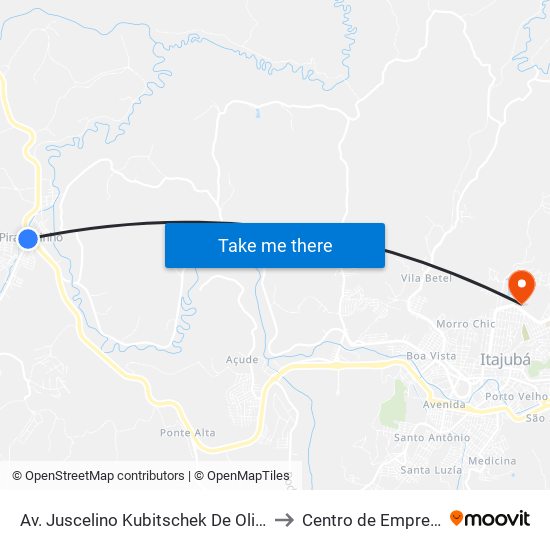 Av. Juscelino Kubitschek De Oliveira, 44 | Barraca Verde/Trevo De Piranguinho to Centro de Empreendedorismo UNIFEI (CEU) map