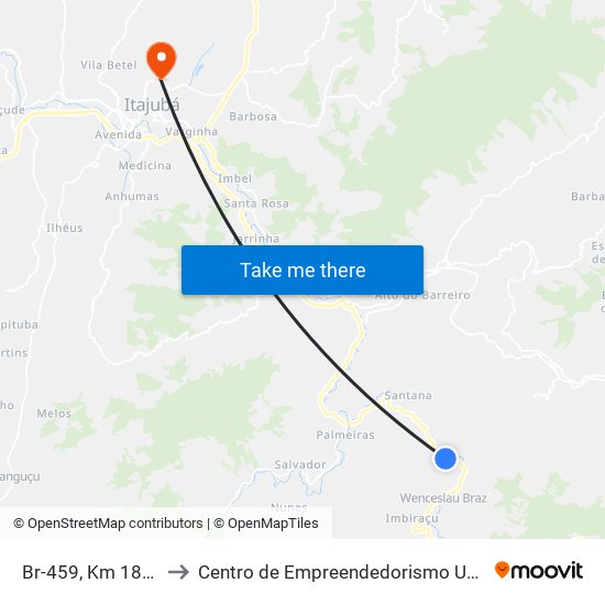 Br-459, Km 187,5 Sul to Centro de Empreendedorismo UNIFEI (CEU) map