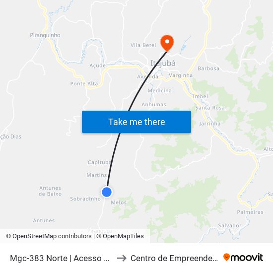 Mgc-383 Norte | Acesso Ao Bairro Pedra Vermelha to Centro de Empreendedorismo UNIFEI (CEU) map