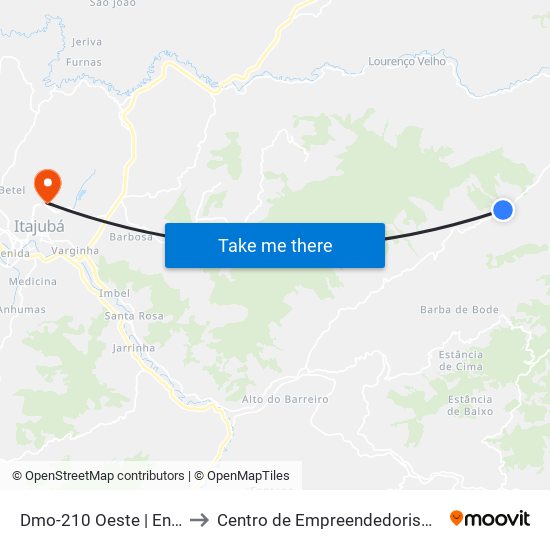 Dmo-210 Oeste | Entr. Dmo-060 to Centro de Empreendedorismo UNIFEI (CEU) map