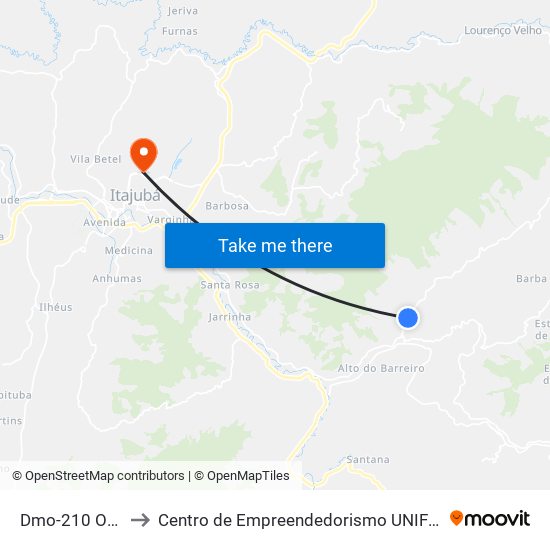 Dmo-210 Oeste to Centro de Empreendedorismo UNIFEI (CEU) map