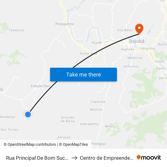 Rua Principal De Bom Sucesso | Sentido Brazópolis to Centro de Empreendedorismo UNIFEI (CEU) map