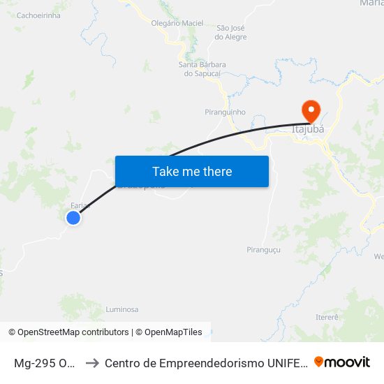Mg-295 Oeste to Centro de Empreendedorismo UNIFEI (CEU) map