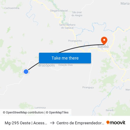 Mg-295 Oeste | Acesso Ao Bairro Farias to Centro de Empreendedorismo UNIFEI (CEU) map