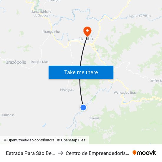 Estrada Para São Bernardo, Norte to Centro de Empreendedorismo UNIFEI (CEU) map