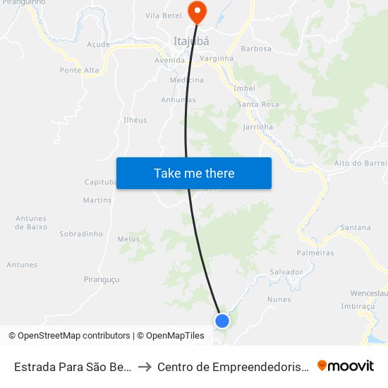 Estrada Para São Bernardo, Norte to Centro de Empreendedorismo UNIFEI (CEU) map