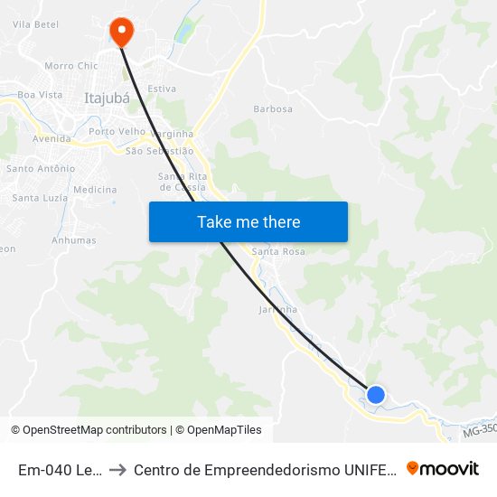 Em-040 Leste to Centro de Empreendedorismo UNIFEI (CEU) map