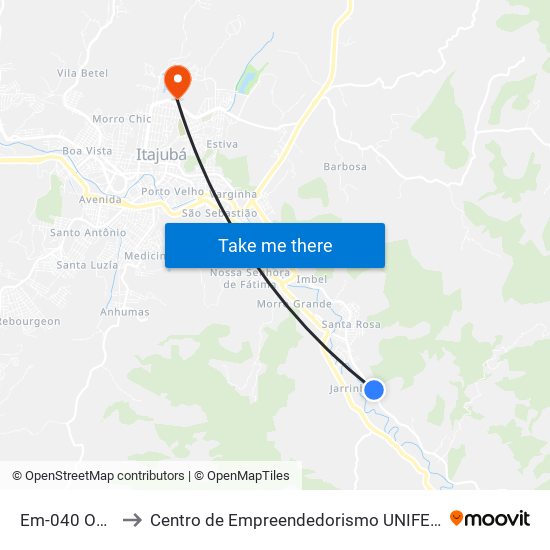 Em-040 Oeste to Centro de Empreendedorismo UNIFEI (CEU) map