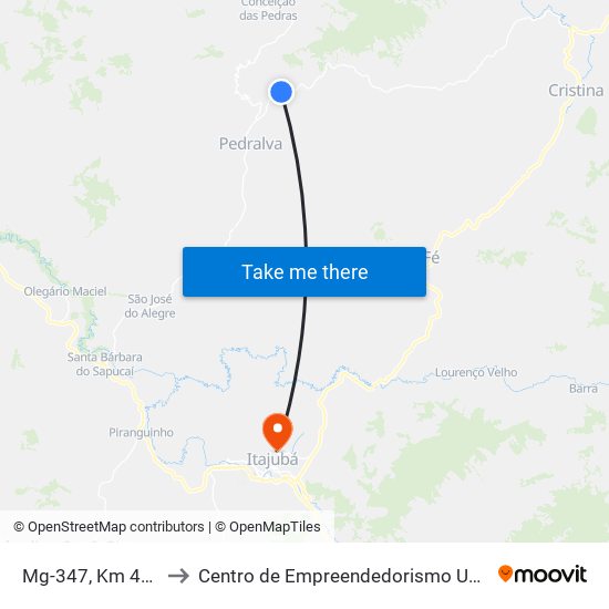 Mg-347, Km 41,9 Sul to Centro de Empreendedorismo UNIFEI (CEU) map