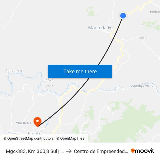 Mgc-383, Km 360,8 Sul | Sítio Afonso Nogueira to Centro de Empreendedorismo UNIFEI (CEU) map