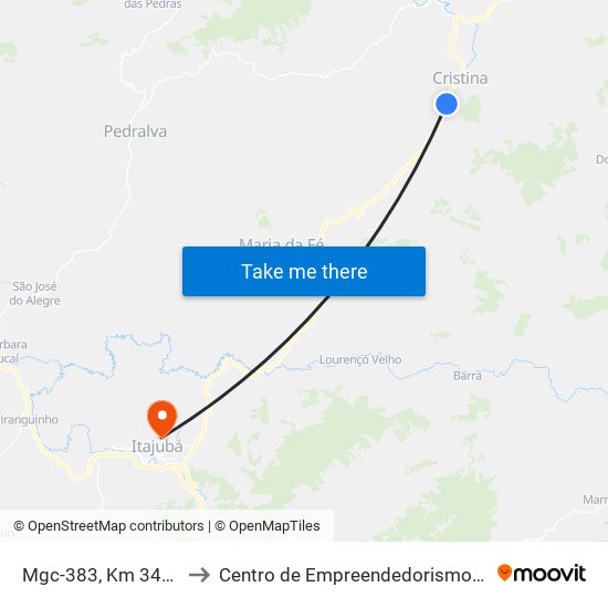 Mgc-383, Km 348,1 Norte to Centro de Empreendedorismo UNIFEI (CEU) map