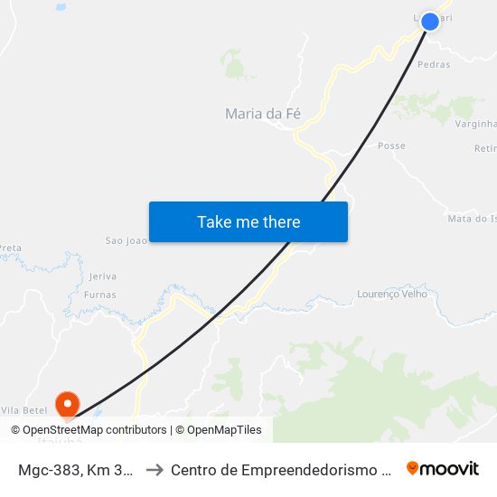 Mgc-383, Km 355,4 Sul to Centro de Empreendedorismo UNIFEI (CEU) map