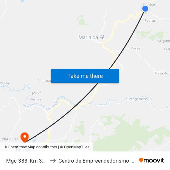 Mgc-383, Km 355,9 Sul to Centro de Empreendedorismo UNIFEI (CEU) map