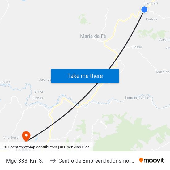 Mgc-383, Km 356,3 Sul to Centro de Empreendedorismo UNIFEI (CEU) map