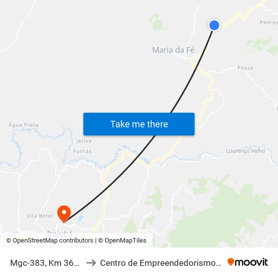 Mgc-383, Km 360,6 Norte to Centro de Empreendedorismo UNIFEI (CEU) map