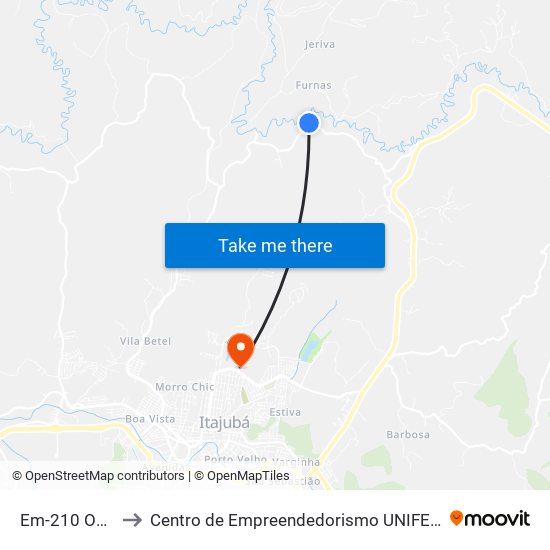 Em-210 Oeste to Centro de Empreendedorismo UNIFEI (CEU) map