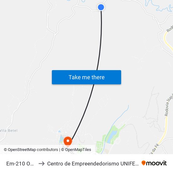 Em-210 Oeste to Centro de Empreendedorismo UNIFEI (CEU) map