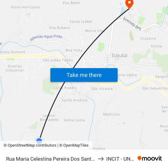 Rua Maria Celestina Pereira Dos Santos, 339 to INCIT - UNIFEI map