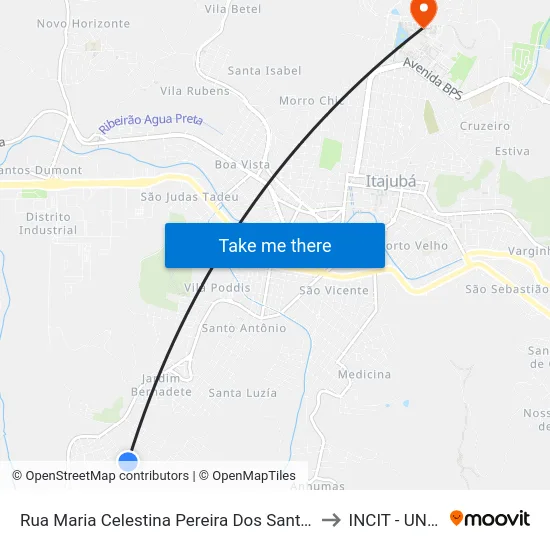 Rua Maria Celestina Pereira Dos Santos, 339 to INCIT - UNIFEI map