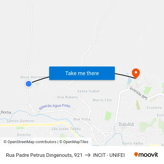 Rua Padre Petrus Dingenouts, 921 to INCIT - UNIFEI map